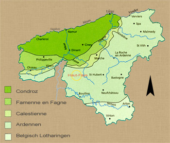 Geografische gebieden in de Ardennen- klik om te vergroten